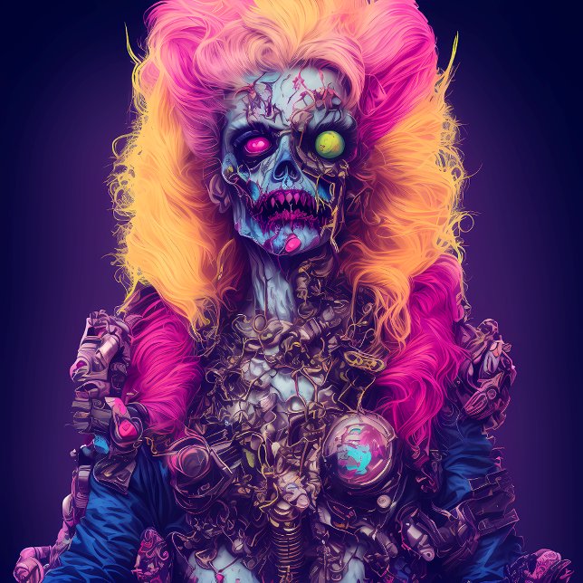 Sticker Carré Neon Zombie Queen (Créateur téléchargé)