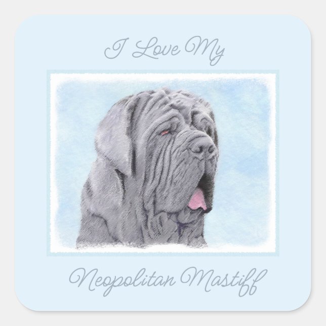 Sticker Carré Neopolitan Mastiff Painting - Original Dog Art Squ (Devant)