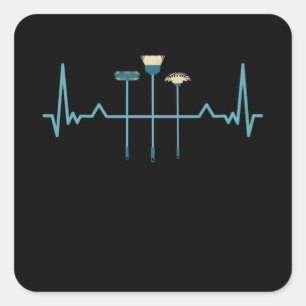 Sticker Carré Nettoyage amusant Nettoyage de coeur