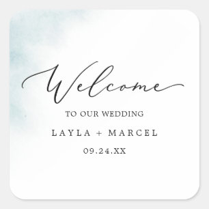 Sticker Carré Nettoyage aquarelle   Accueil Mariage bleu