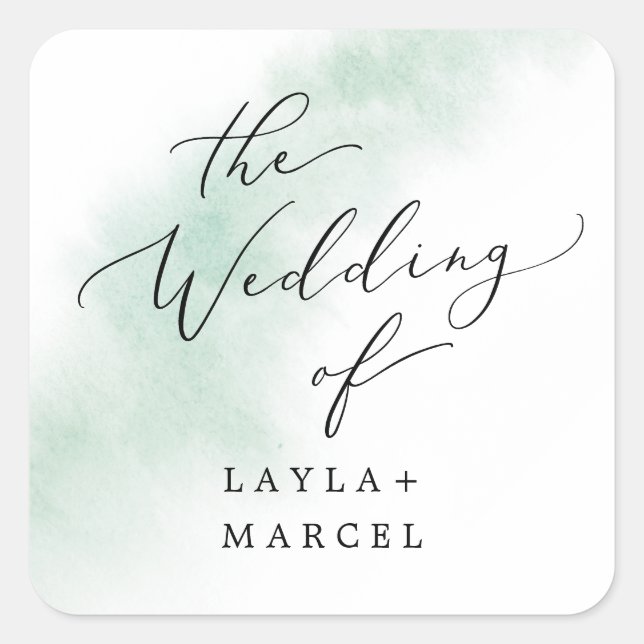 Sticker Carré Nettoyage aquarelle | Phoques Mariages verts (Devant)