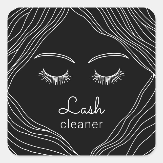 Sticker Carré Nettoyant Lash Mignonne Dessin main Beauté Girl Sa (Devant)