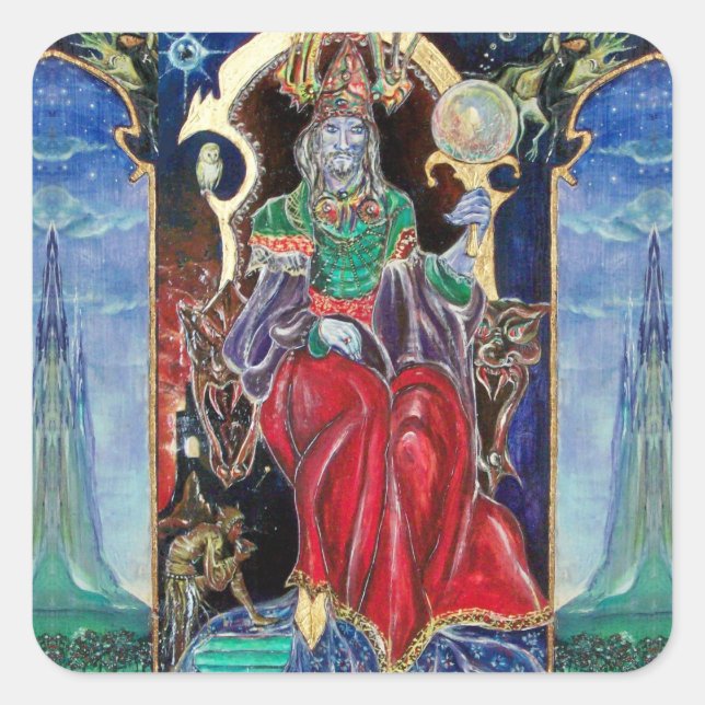 Sticker Carré NEUROMANCER, bleu rouge (Devant)