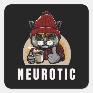 Sticker Carré Neurotique.. Découvrez les nombreuses humeurs du c