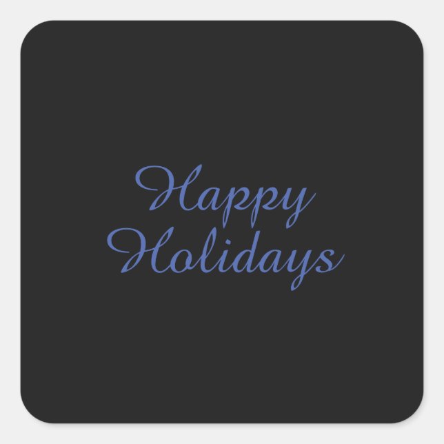 Sticker Carré Neutral Black & Blue Plain Elegant Happy Holidays (Devant)