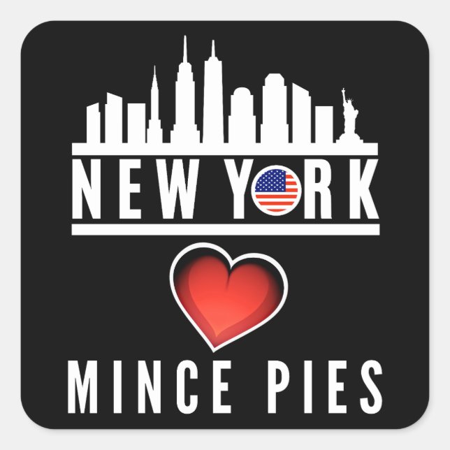 Sticker Carré New York aime Mince Pies Cityscape (Devant)