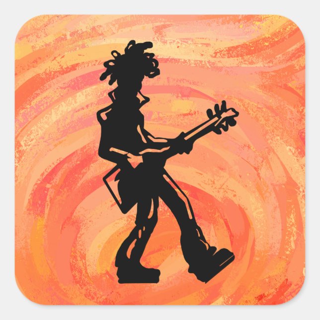 Sticker Carré New York Boogie Nights Guitare Orange (Devant)
