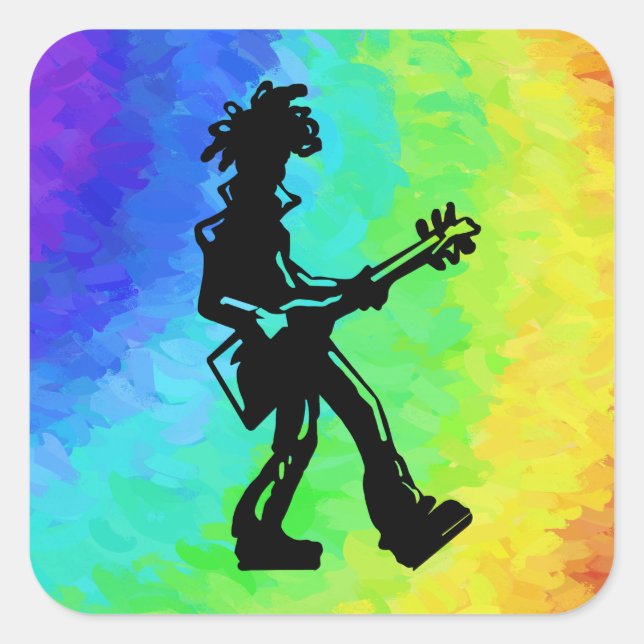 Sticker Carré New York Boogie Nights Guitare Rainbow (Devant)