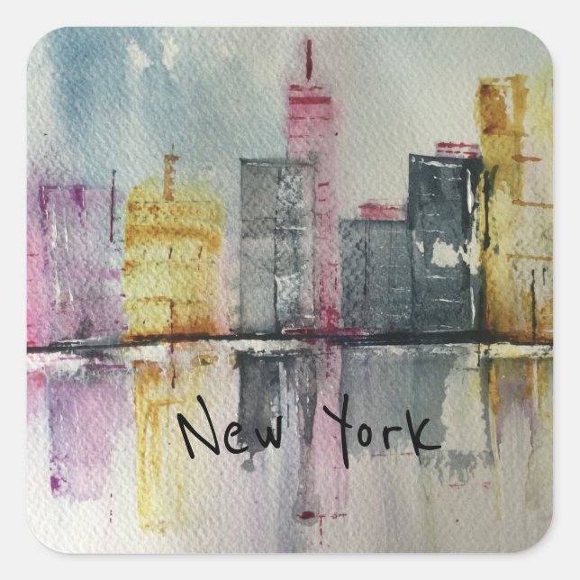 Sticker Carré New York NYC Skyline Cityscape (Devant)