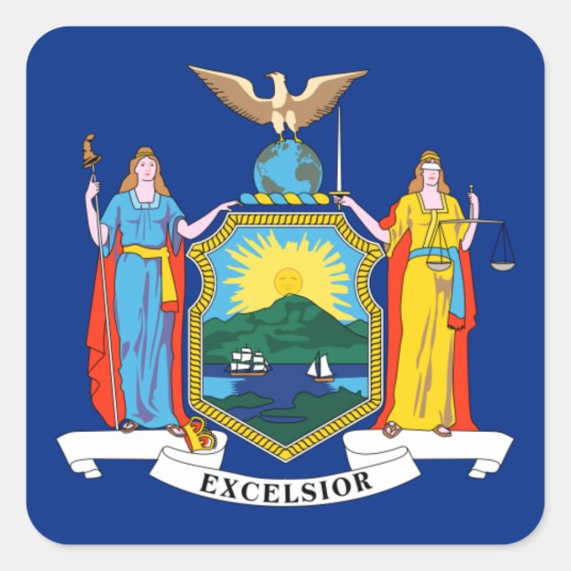 Sticker Carré New York : The Empire State, Home Big Apple Flag (Devant)