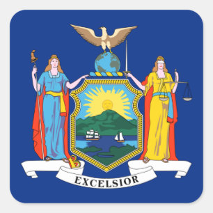 Sticker Carré New York : The Empire State, Home Big Apple Flag