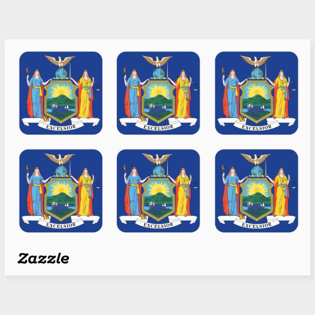 Sticker Carré New York : The Empire State, Home Big Apple Flag (Feuille)
