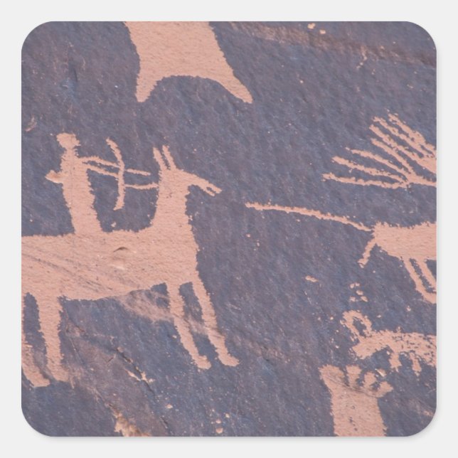 Sticker Carré Newspaper Rock, S.P., UT près de Monticello. (Devant)