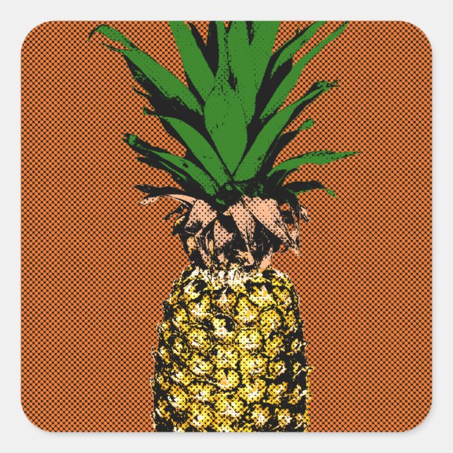 Sticker Carré Newsprint ananas (Devant)