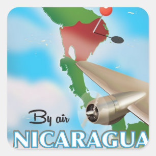 Sticker Carré Nicaragua Par avion affiche des vacances