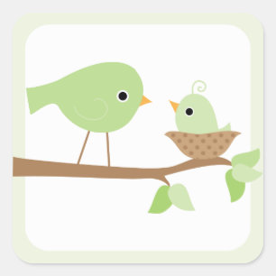 Sticker Carré Nid d'oiseaux (vert)