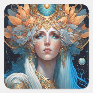 Sticker Carré Night Goddess Queen Imaginaire Art