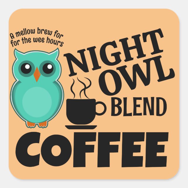 STICKER CARRÉ NIGHT OWL BLEND COFFEE  (Devant)