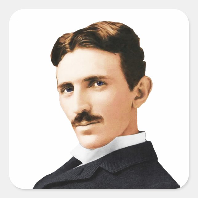 Sticker Carré Nikola Tesla génie électrique (Devant)