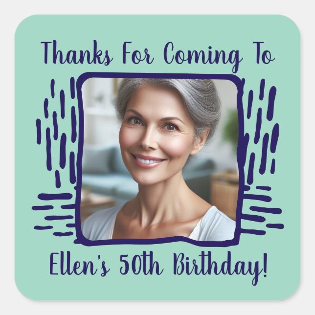 Sticker Carré N'importe quel âge Anniversaire Personnalisé Nom P (Devant)