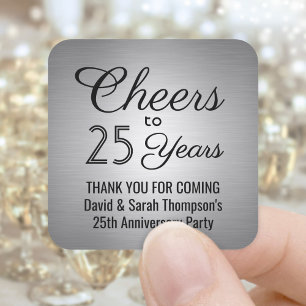 Sticker Carré N'IMPORTE QUEL Anniversaire Salue Black and Silver