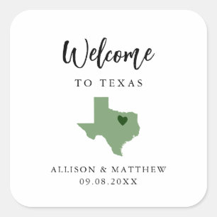 Sticker Carré N'importe quel sac d'accueil Mariage Color Texas