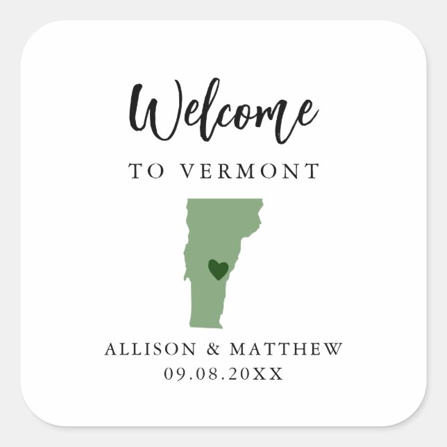 Sticker Carré N'importe quel sac de bienvenue Mariage Vermont co (Devant)