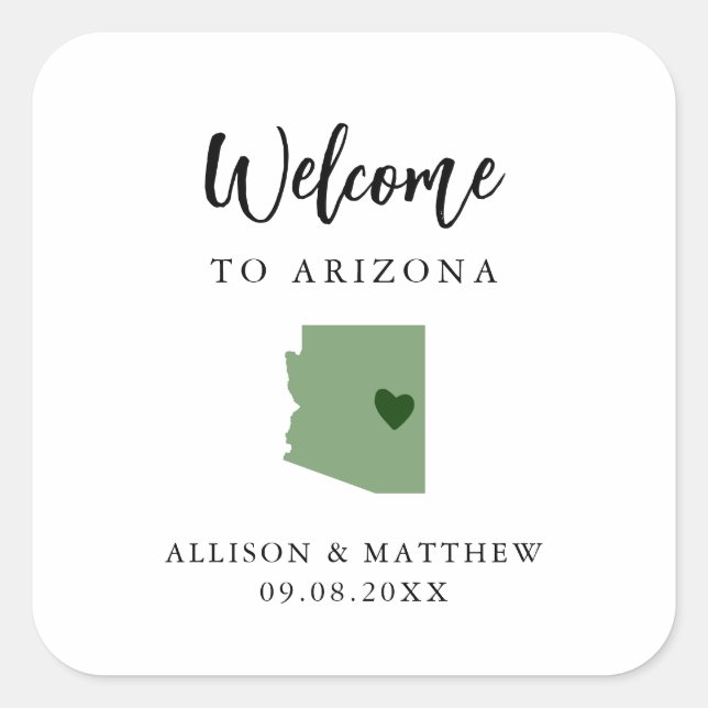 Sticker Carré N'importe quelle couleur Arizona Mariage Welcome S (Devant)