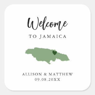 Sticker Carré N'importe quelle couleur Jamaïque Mariage Welcome 