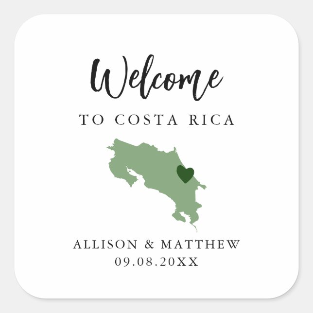 Sticker Carré N'importe quelle couleur Mariage Costa Rica Accuei (Devant)