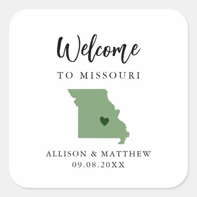 Sticker Carré N'importe quelle couleur Missouri Mariage Welcome  (Devant)
