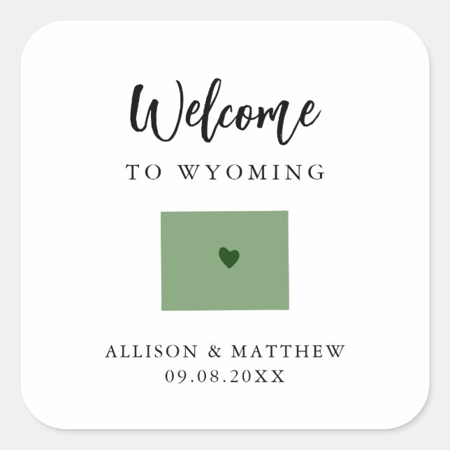 Sticker Carré N'importe quelle couleur Wyoming State Mariage Wel (Devant)
