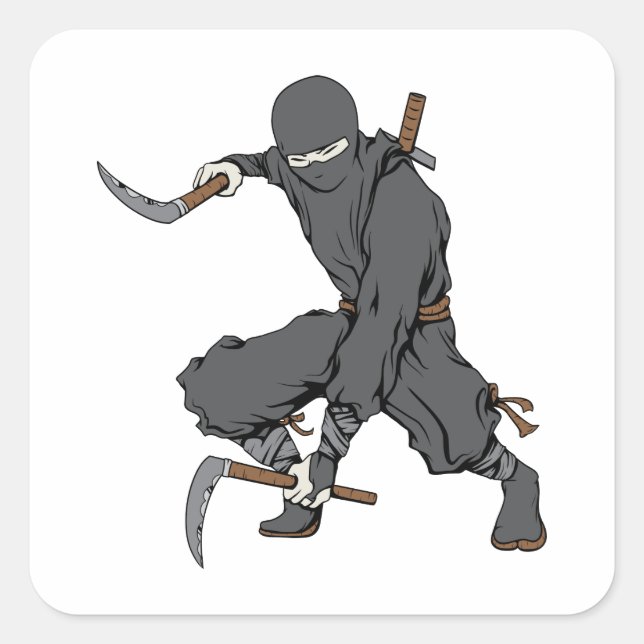 Sticker Carré Ninja ~ Ninjas Arts Martiaux Guerrier Imaginaire A (Devant)