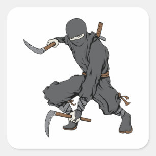 Sticker Carré Ninja ~ Ninjas Arts Martiaux Guerrier Imaginaire A