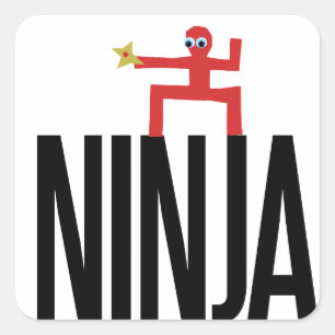 Sticker Carré Ninja rouge