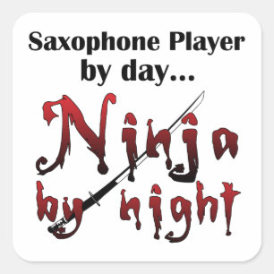 Sticker Carré Ninja saxophone