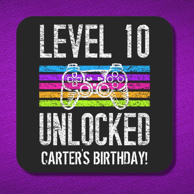 Sticker Carré Niveau 10 Déverrouillé 10e anniversaire Jeu person (Créateur téléchargé)