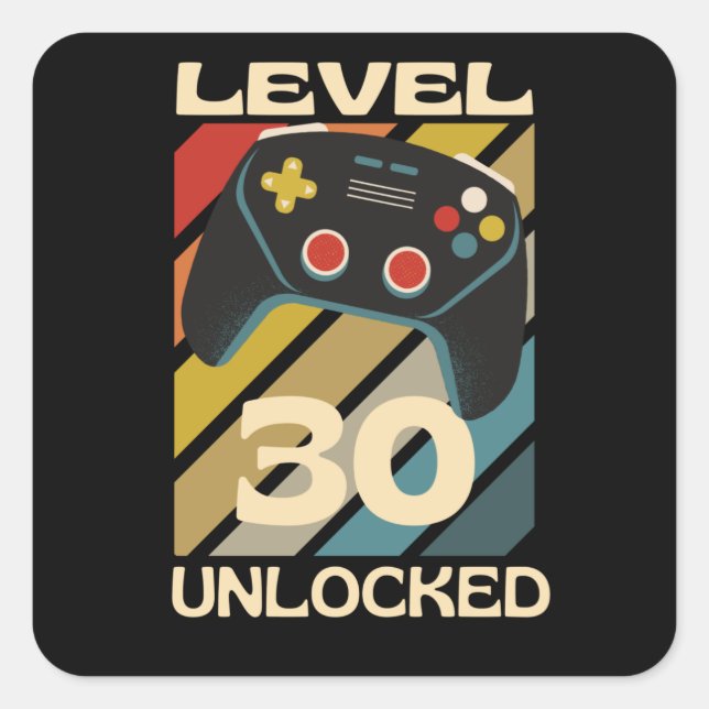 Sticker Carré Niveau 30 Jeu amusant déverrouillé (Devant)