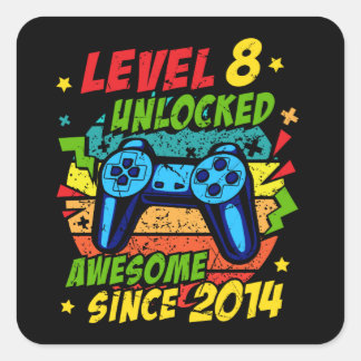 Sticker Carré Niveau 8 Déverrouillé Awesome 2014 Jeu 8e annivers
