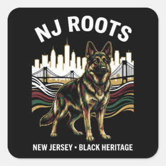 Sticker Carré NJ Roots German Shepherd Black Heritage Pride Art