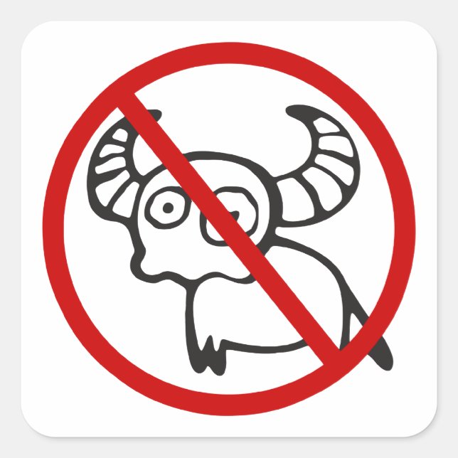 Sticker Carré NO Bison d'eau ⚠ drôle Asiatique signes thaïlandai (Devant)