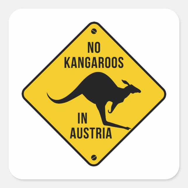 Sticker Carré No Kangaroos En Autriche Funny kangourou Yellow Si (Devant)