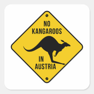 Sticker Carré No Kangaroos En Autriche Funny kangourou Yellow Si