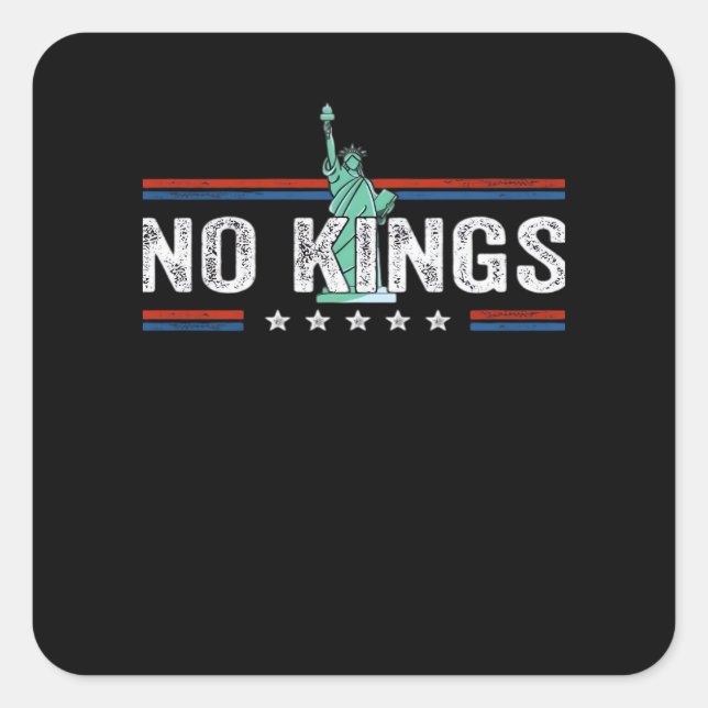Sticker Carré No Kings Day Retro Classic Design (Devant)