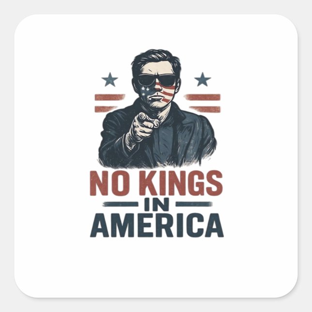 Sticker Carré No Kings In America Defend Since 1776 Patriotic Gr (Devant)