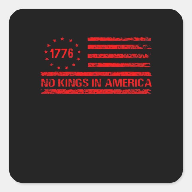 Sticker Carré No Kings In America United States Independence Cla (Devant)