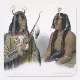 Sticker Carré Noapeh, un Indien d'Assiniboin et Psihdja-Sahpa, u