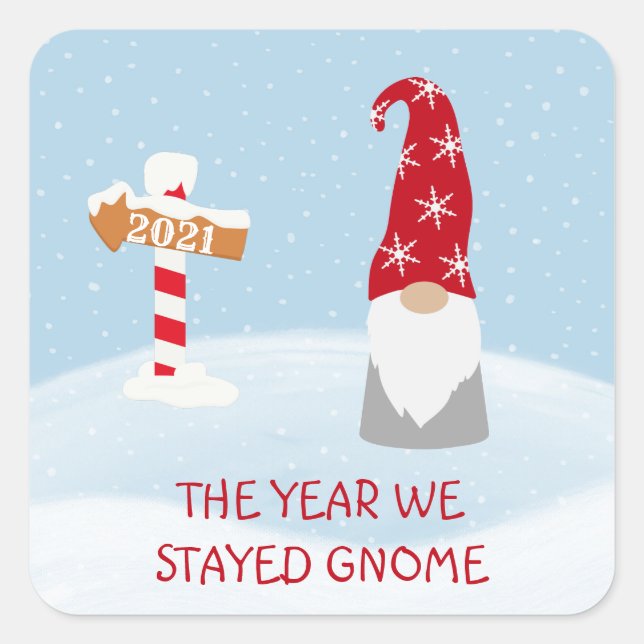Sticker Carré Noël 2020 L'année où nous sommes restés Gnome (Devant)