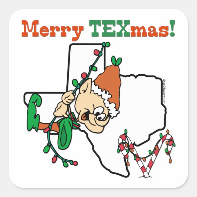 Sticker Carré Noël au Texas (Devant)
