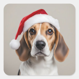 Sticker Carré Noël beagle